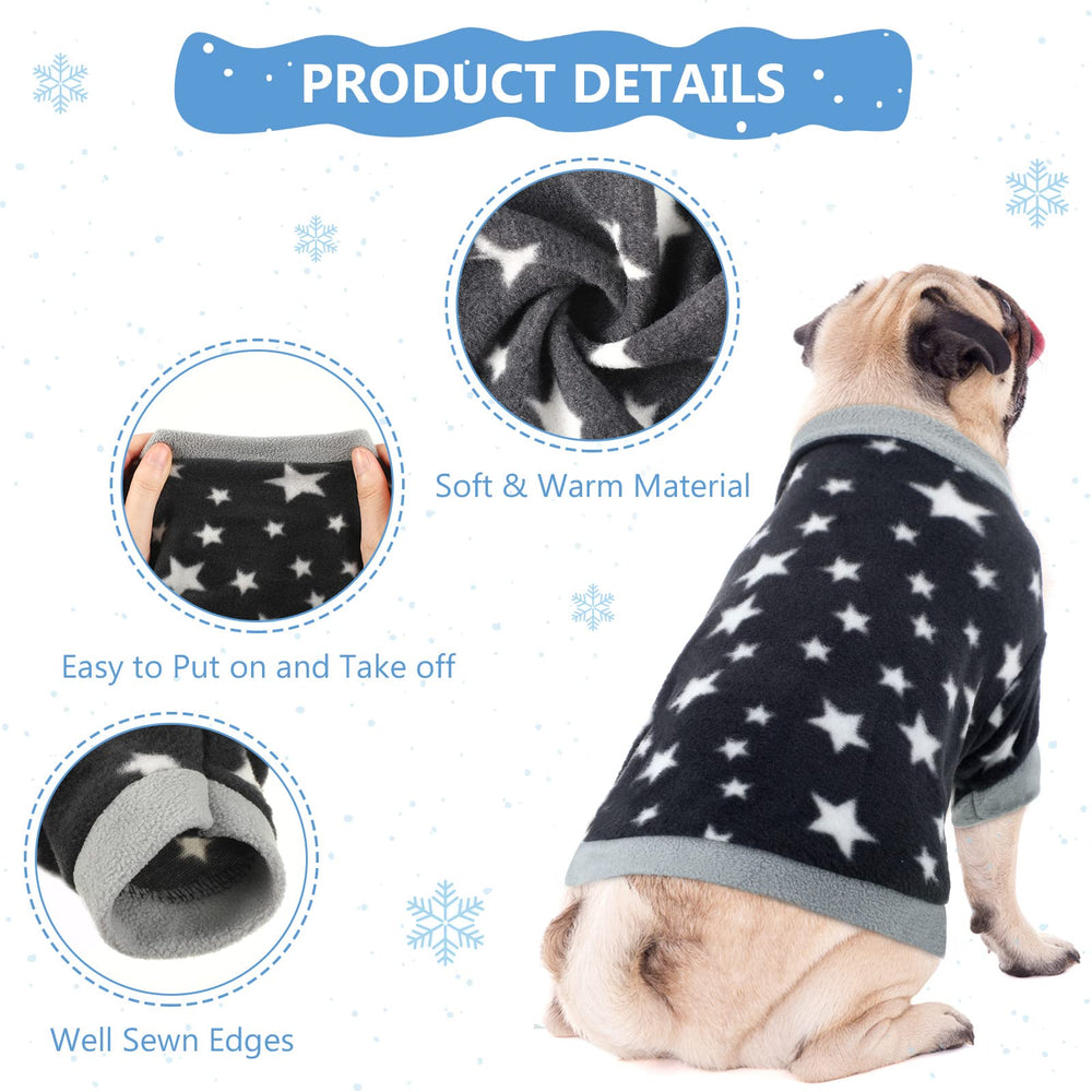 Different festive and cartoon patterns in the Weewooday dog sweater set.