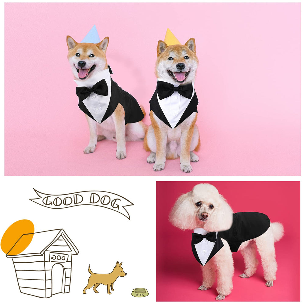 Weewooday dog tuxedo and bow tie shown as separate pieces.