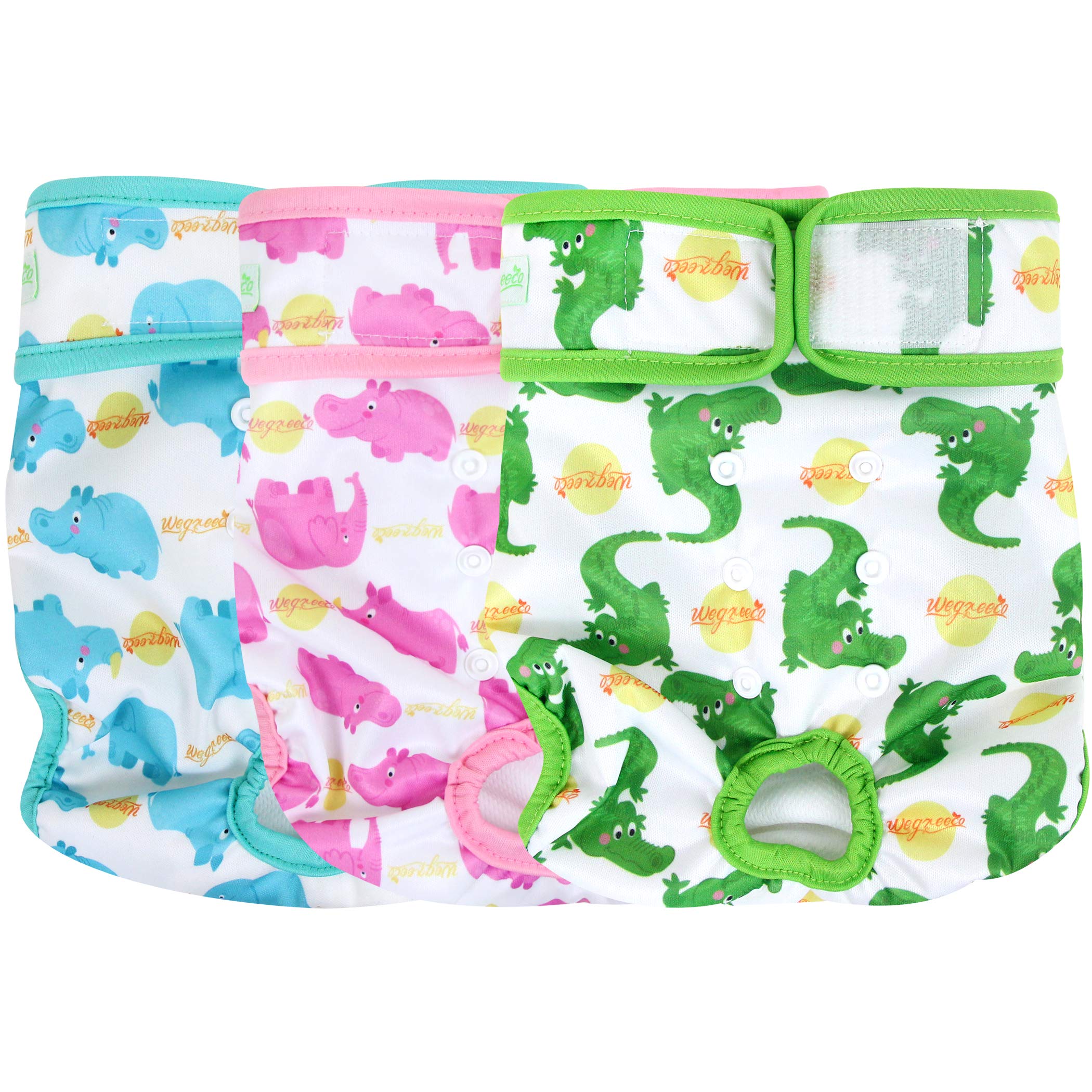 wegreeco reusable dog diapers shown from the front as a female dog diaper wrap.