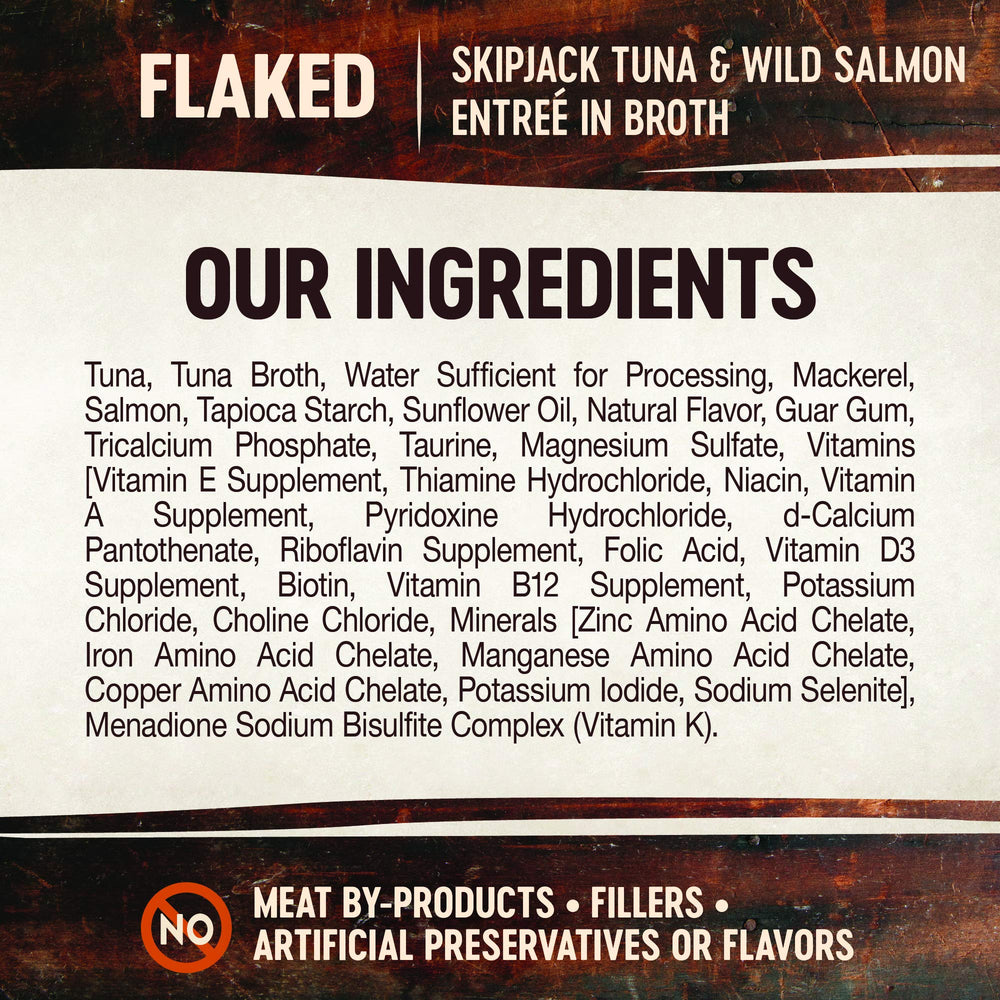 Wellness CORE flaked cat food can shown from a side angle.