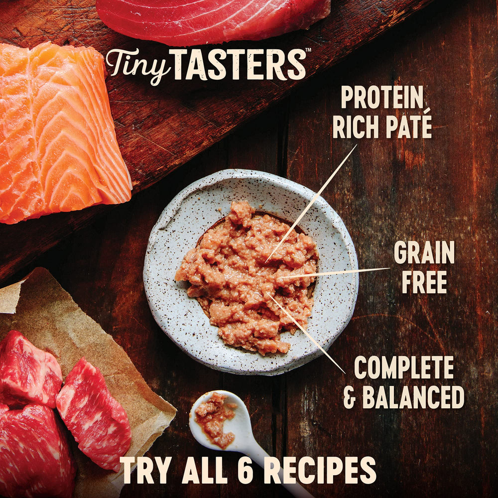 Wellness CORE Tiny Tasters chicken and turkey cat food recipe pouch.