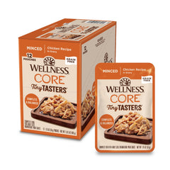 Wellness CORE Tiny Tasters wet cat food shown in its front-facing package view.