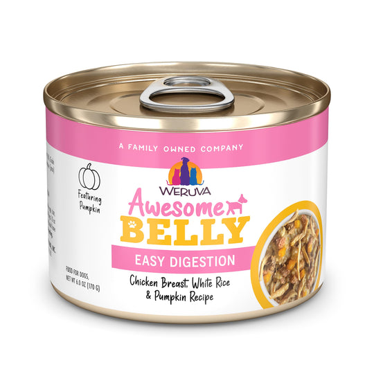 Weruva Awesome Belly can shown from the front with its product label.