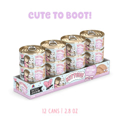 Weruva B.F.F. Kitten food can shown at an angled view.
