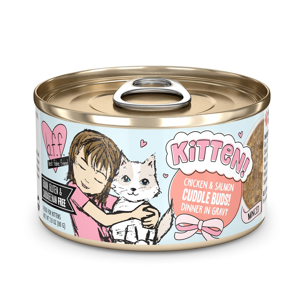 Weruva B.F.F. kitten food can shown from the front.