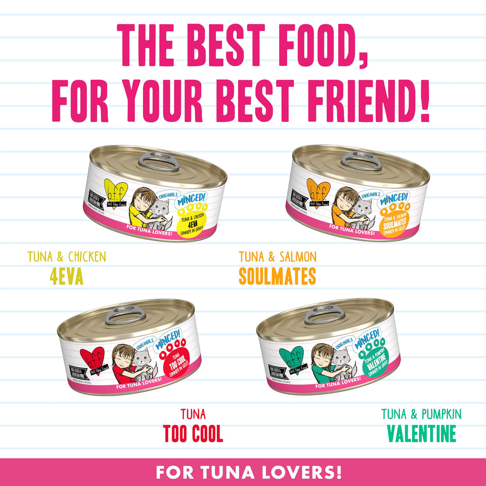 Weruva BFF minced wet cat food Tuna and Chicken 4Eva recipe.