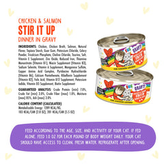 Weruva B.F.F. OMG cat food chicken pieces shown in detail.