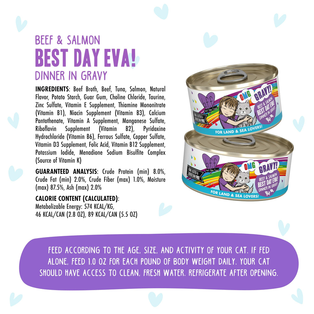 Weruva B.F.F. OMG cat food shown with its gravy texture.