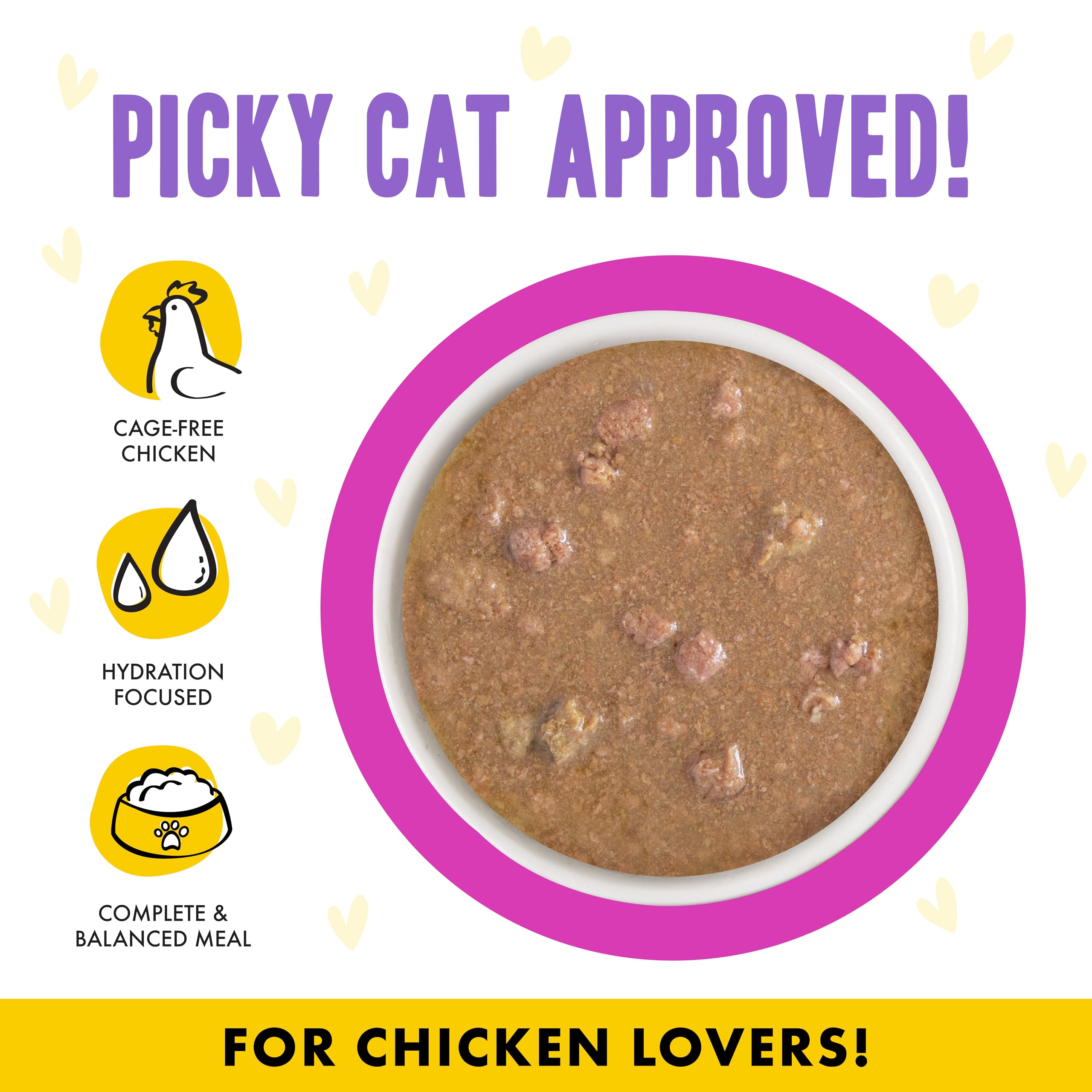 Weruva B.F.F. OMG cat food showing chicken and duck in gravy.