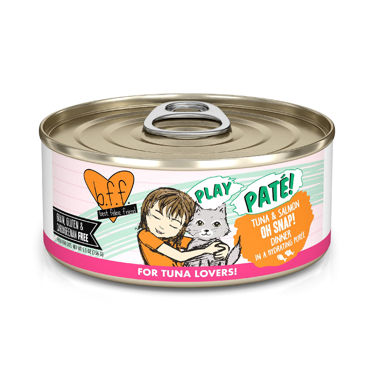 Weruva B.F.F. Play cat food can shown from the front.