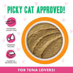 Weruva B.F.F. Play cat food creamy paté texture shown close up.