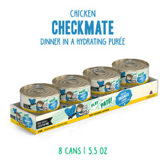 Weruva B.F.F. Play Chicken Checkmate wet cat food eight-can pack.