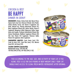 Weruva B.F.F. OMG cat food featuring the Chicken and Beef Be Happy recipe.