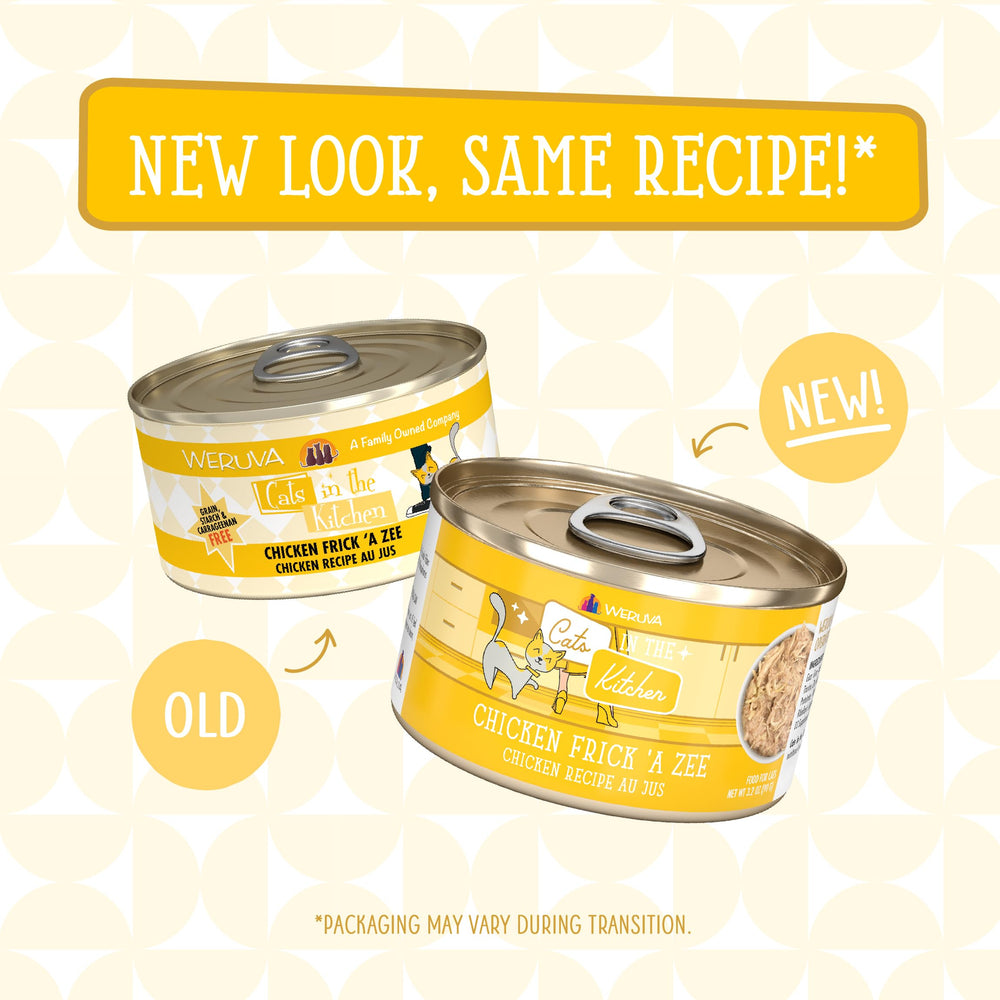 Weruva Chicken Frick 'A Zee cat food pack showing its cans.