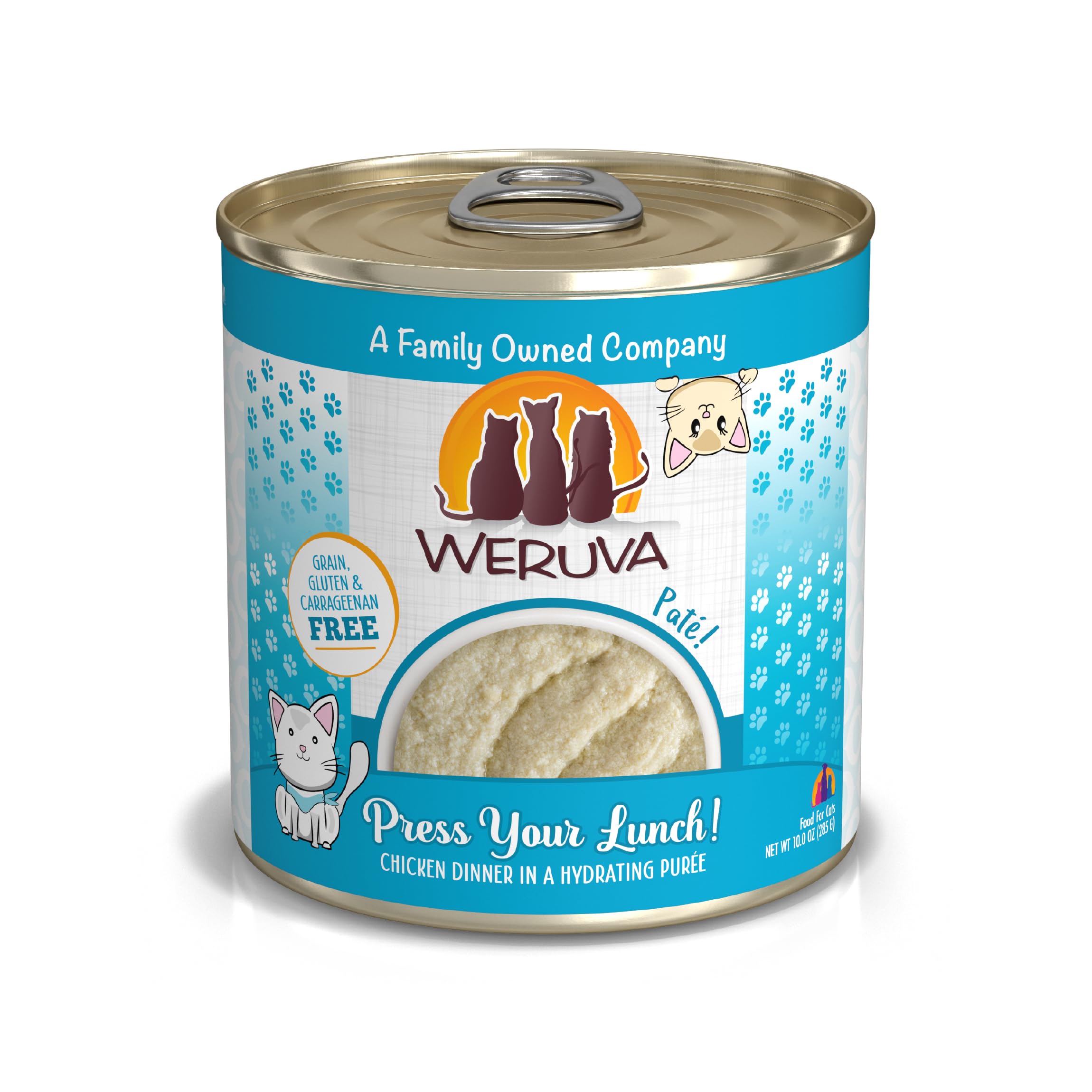 Weruva chicken pâté wet cat food can shown from the front.