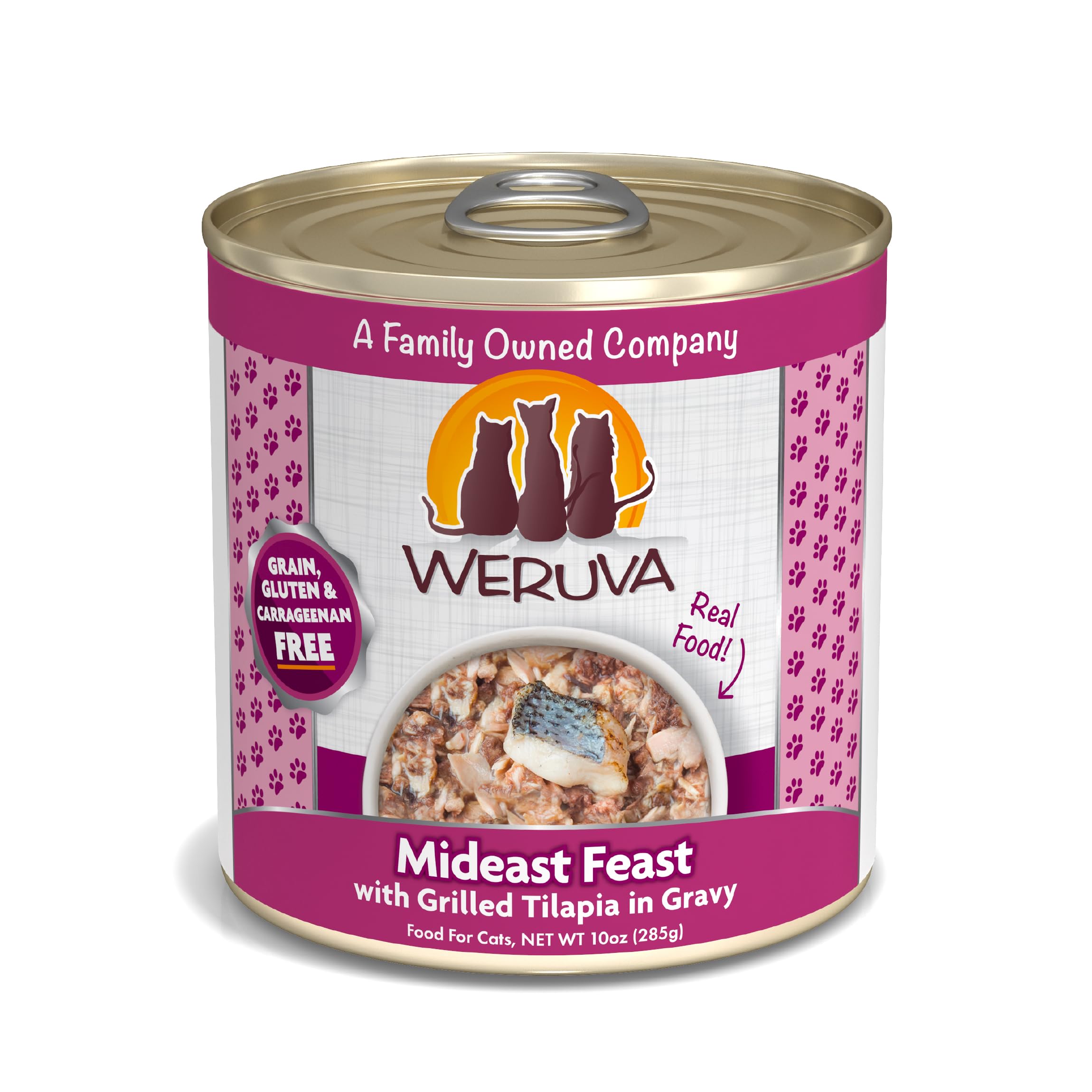 Weruva Classic Cat Food Mideast Feast can shown from the front.