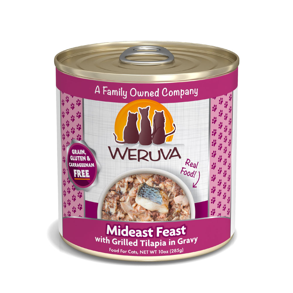 Weruva Classic Cat Food Mideast Feast can shown from the front.