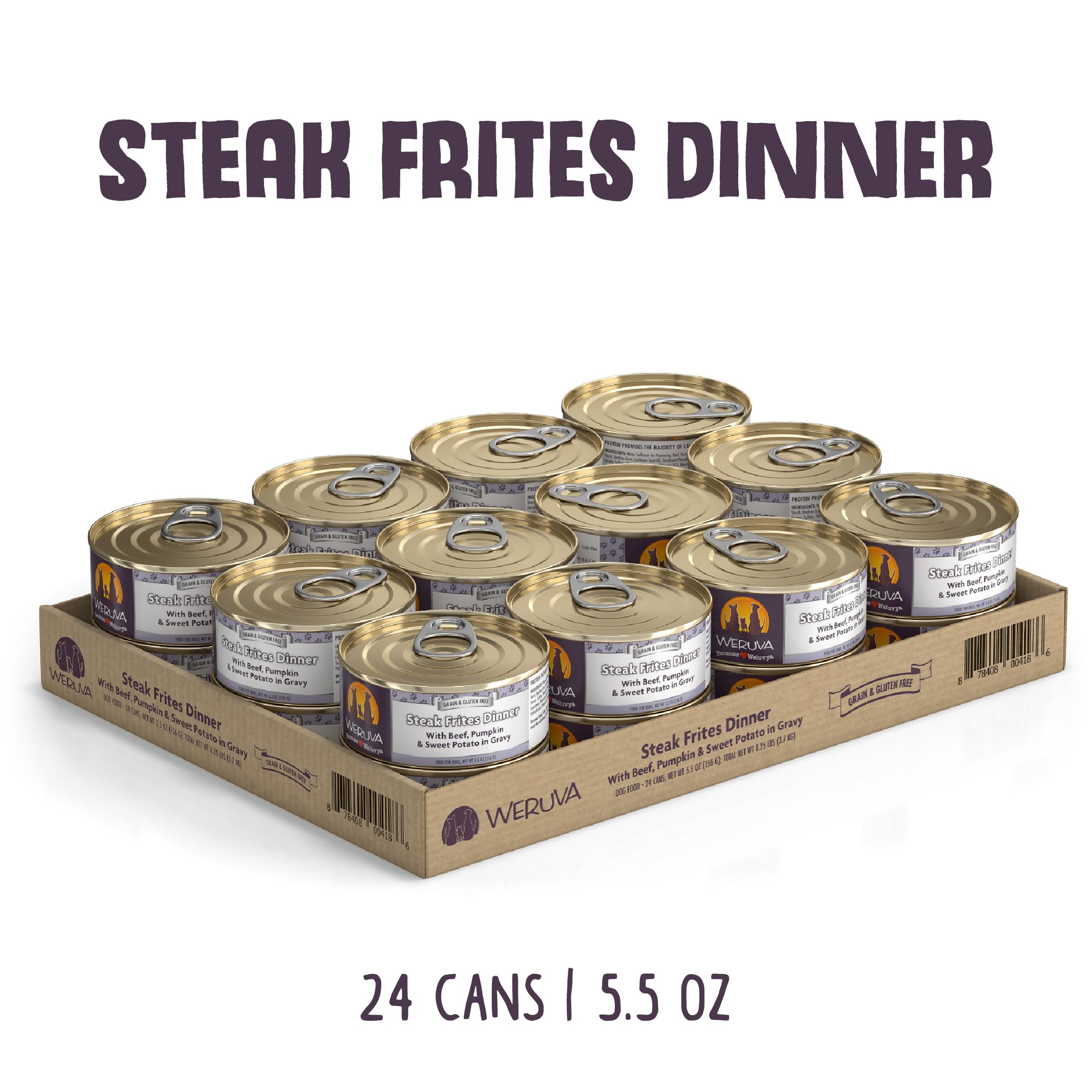 Weruva Classic dog food displayed as a 24-can pack.