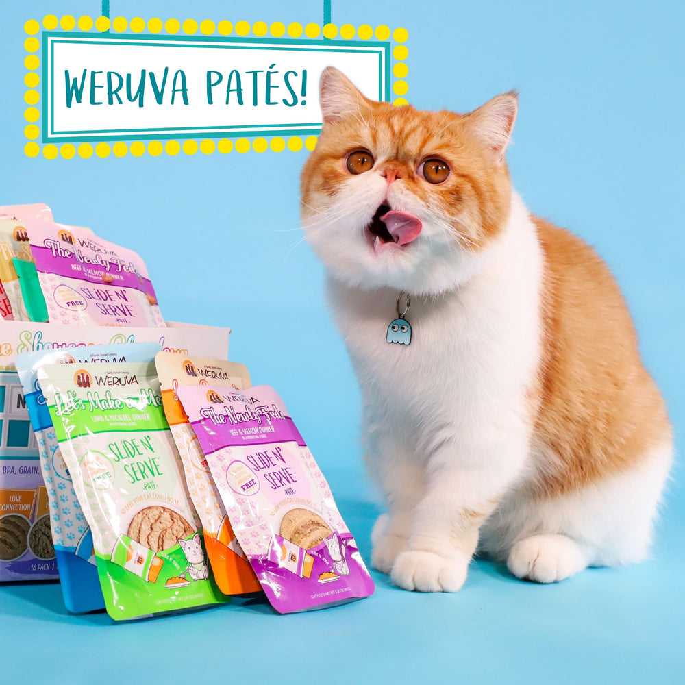 Weruva Love Connection wet cat food pouch shown from the side.