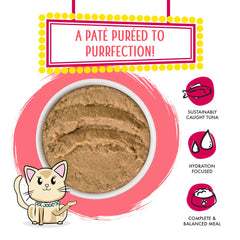 Weruva Name Dat Tuna wet cat food with its creamy pate texture in focus.