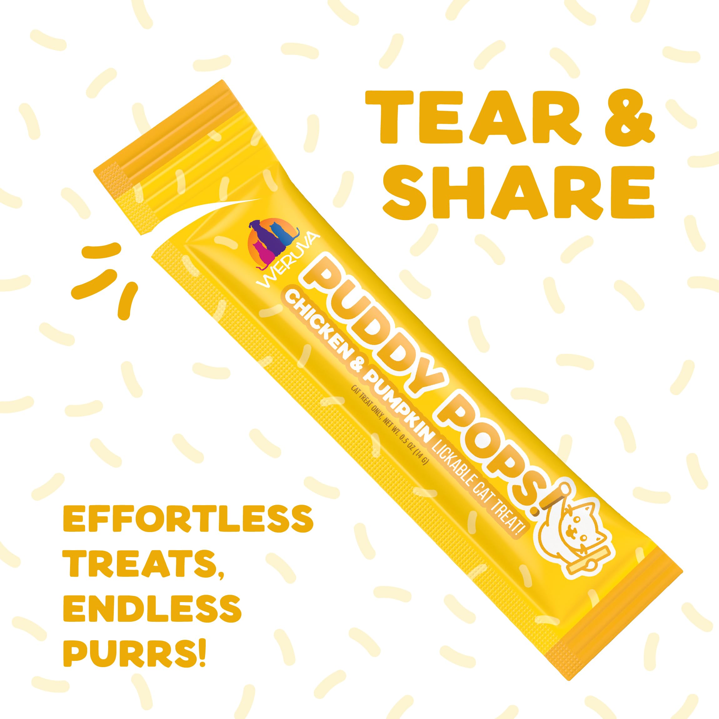 Weruva Puddy Pops cat treats featuring chicken and pumpkin.