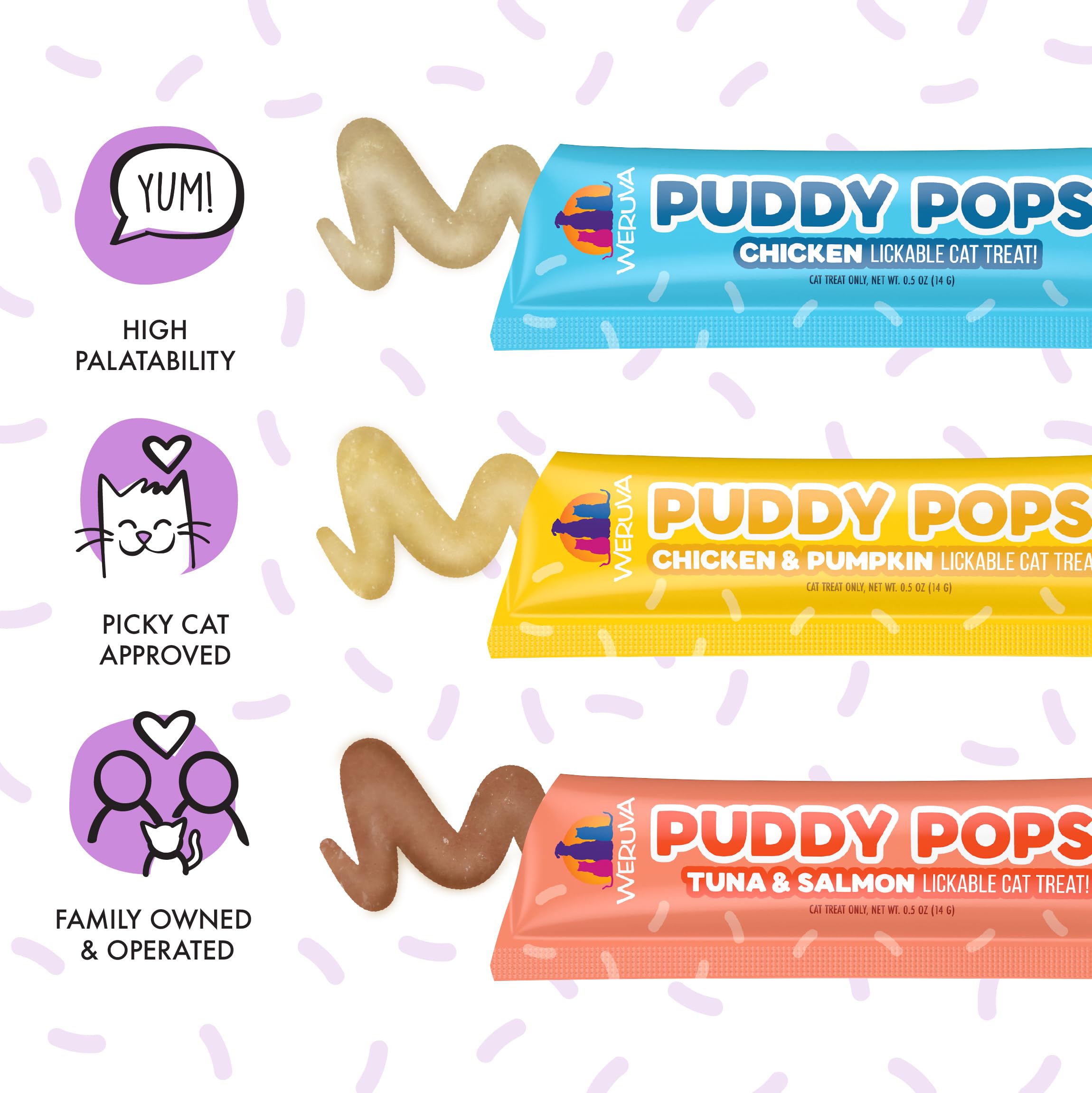 Weruva Puddy Pops variety pack shown from an alternate angle.
