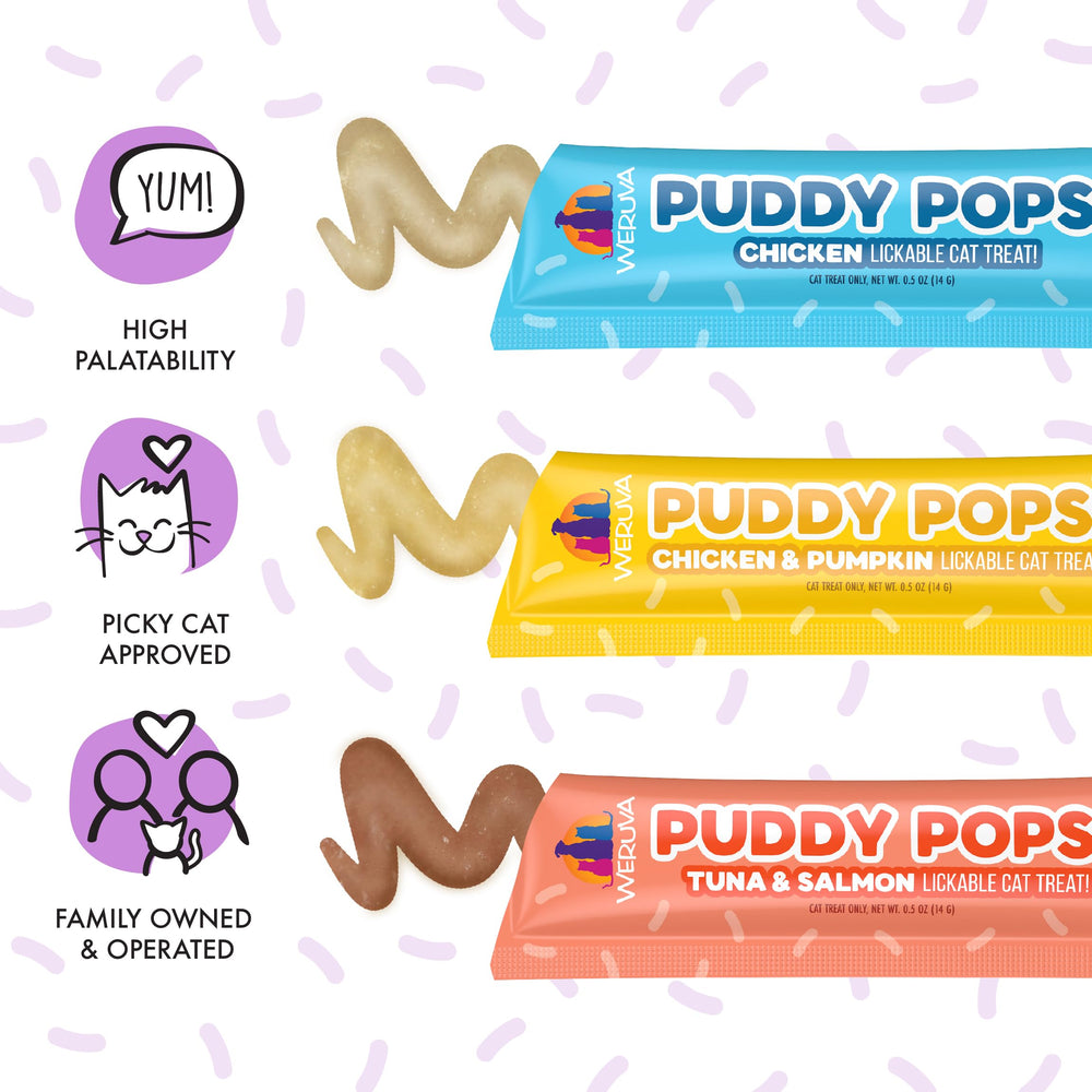 Weruva Puddy Pops variety pack shown from an alternate angle.