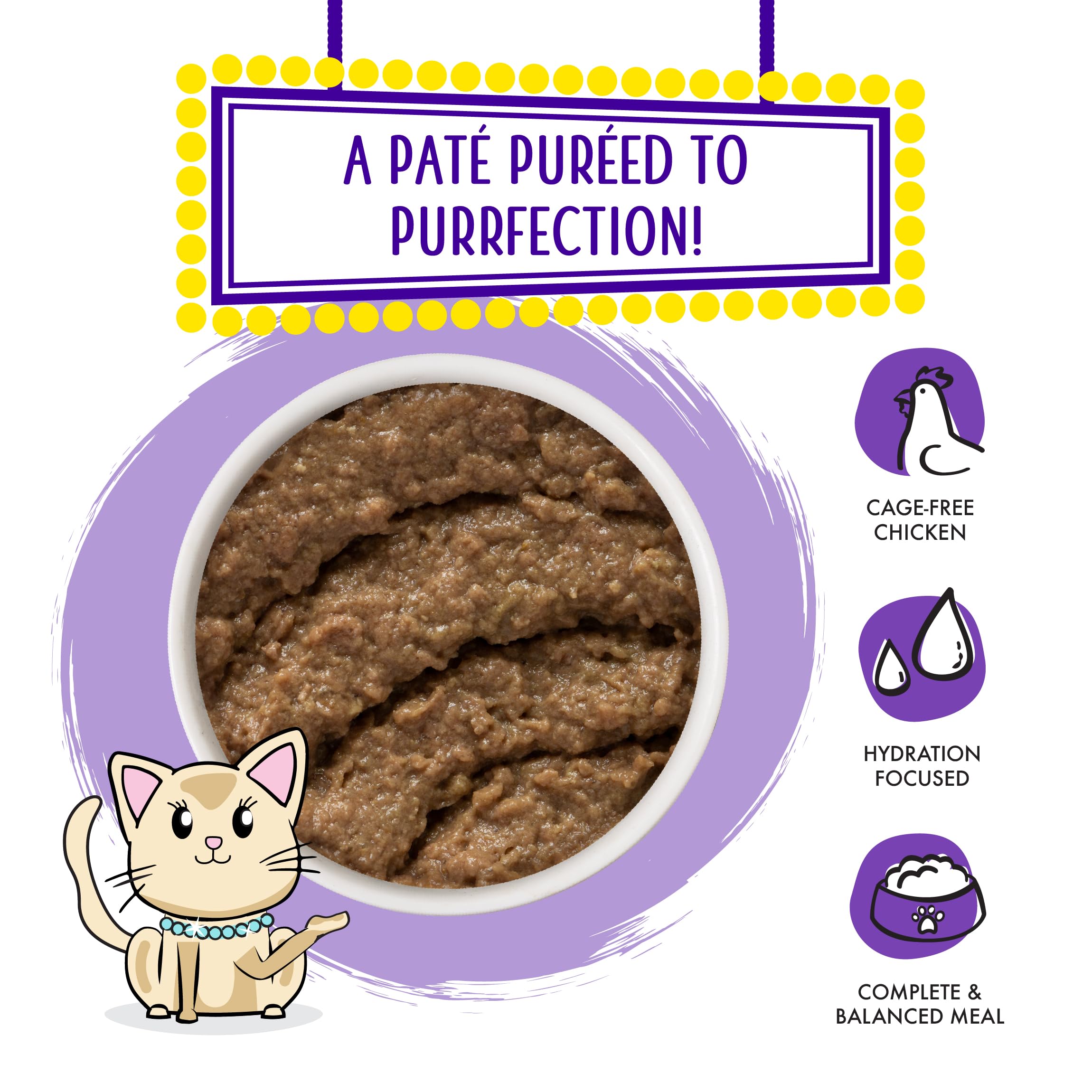 Weruva wet cat food can label shown close up.