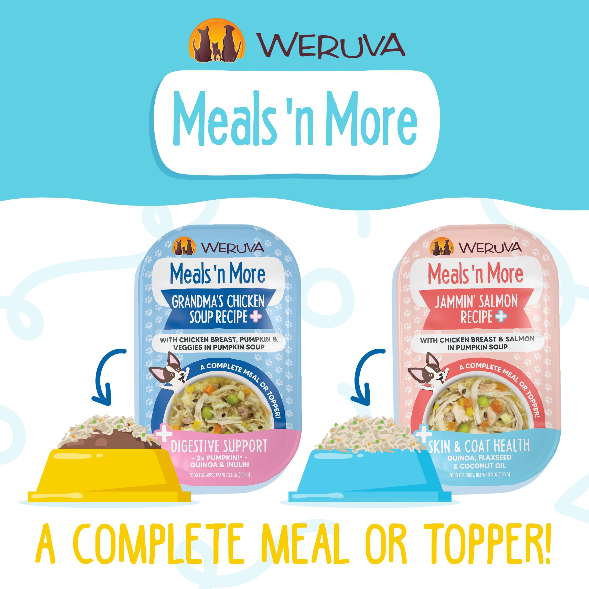 Weruva wet dog food twelve-cup pack shown together.