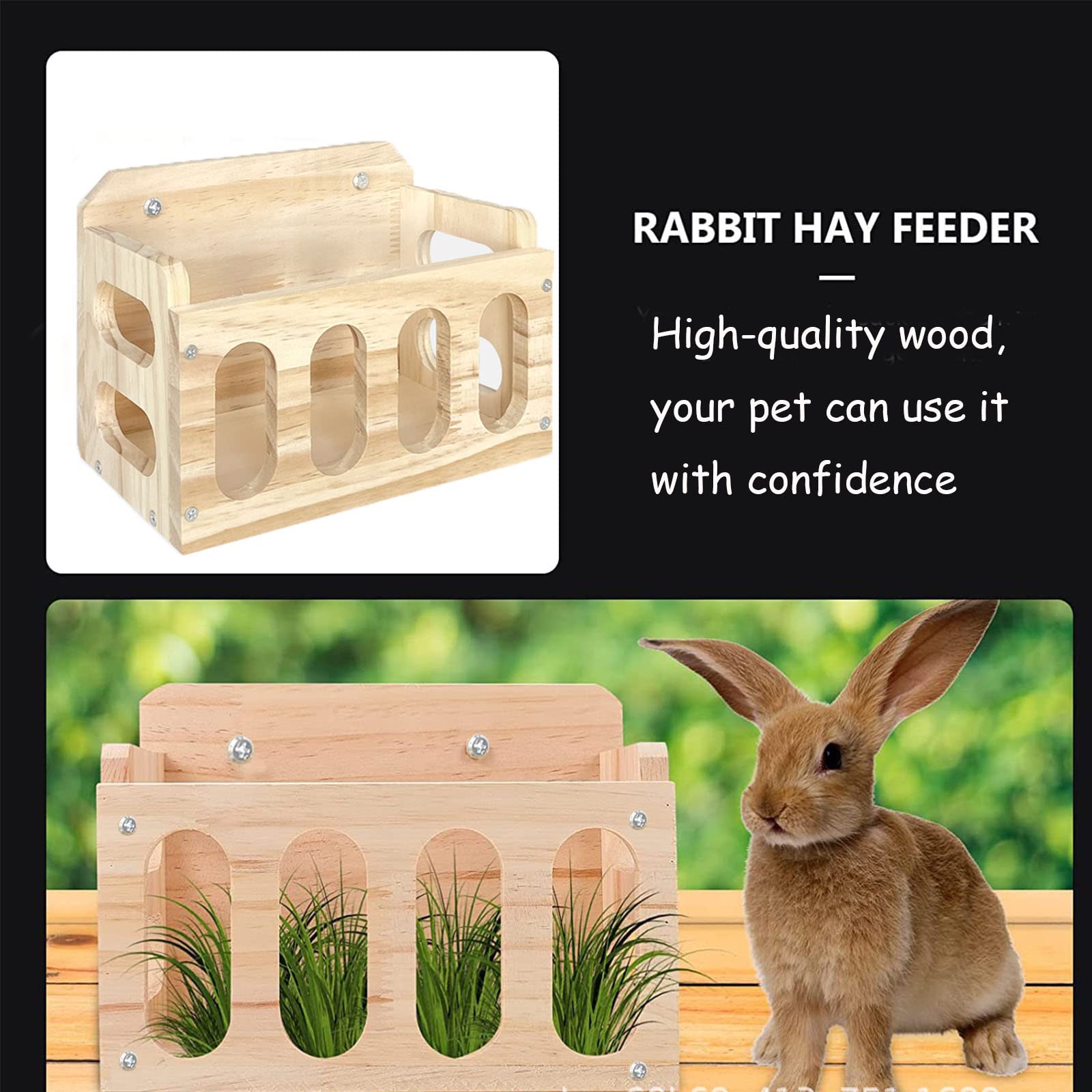 Screw, washers and nuts used to attach the WEWAYKGJ wooden hay feeder to a cage.