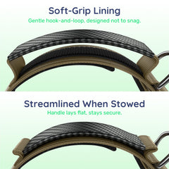WhoseID tactical dog collar detail showing its webbing and reinforced stitching.