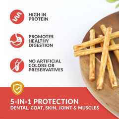 Wild Eats salmon flavor collagen twist dog chews shown as a 50-pack.