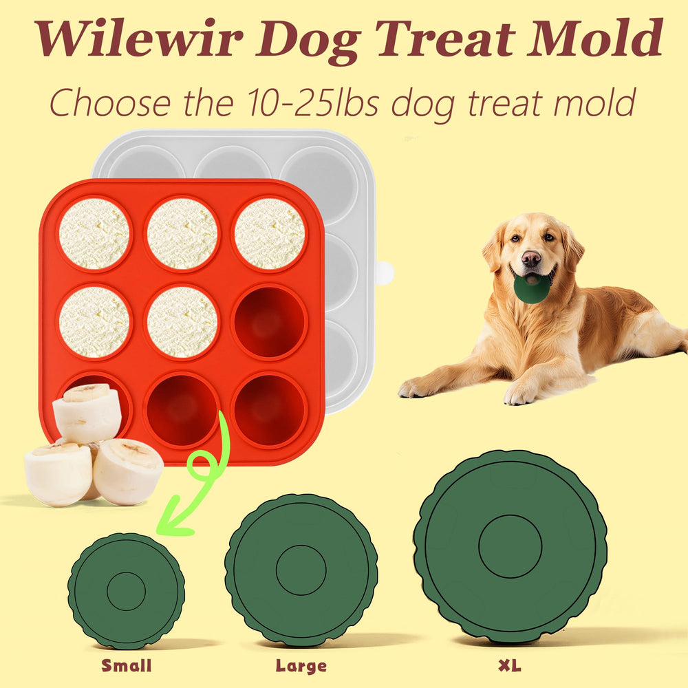 Wilewir dog treat mold shown with its lid.