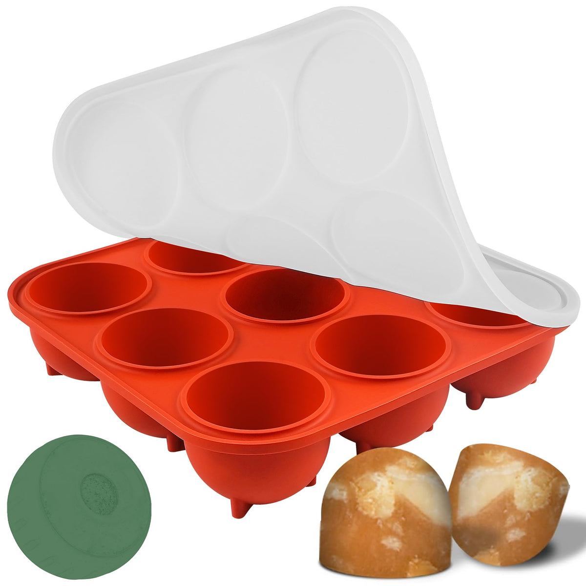 Wilewir silicone dog treat mold shown from the front with its lid.
