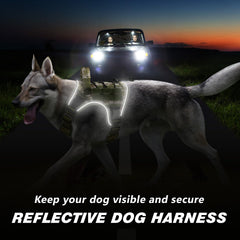WINGOIN Tactical Dog Harness close-up highlighting its reflective strips.