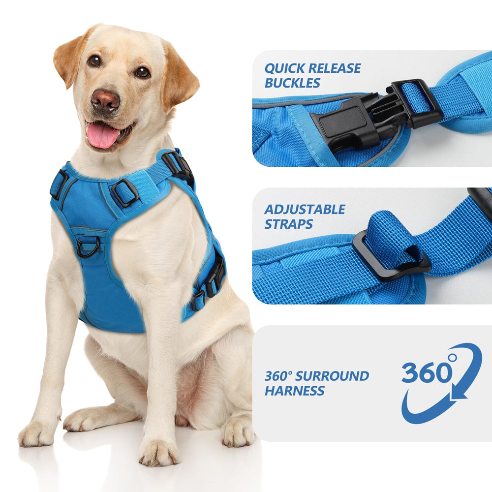 WINGOIN blue tactical dog harness shown in side profile.