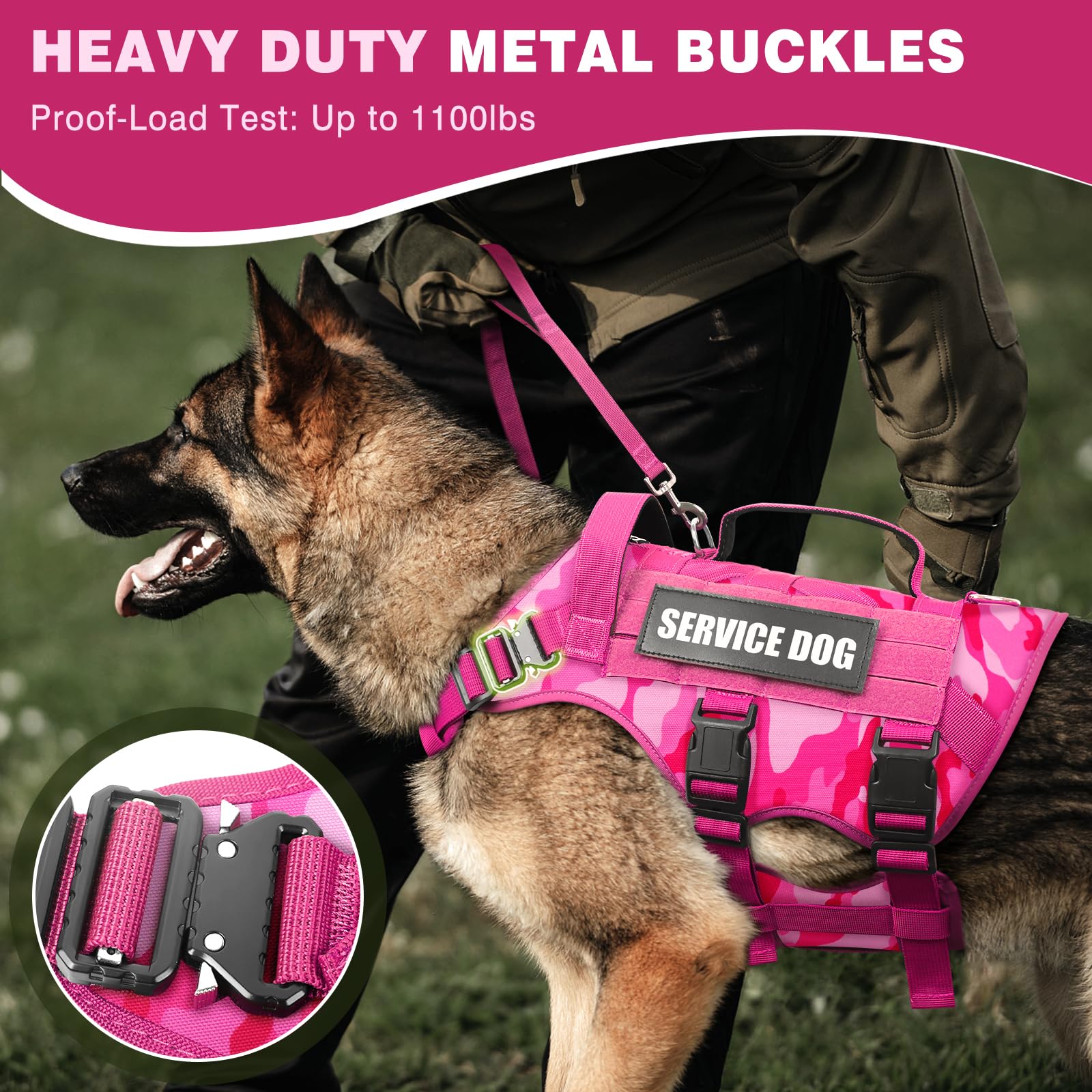WINSEE dog harness shown with focus on the adjustable fit areas.