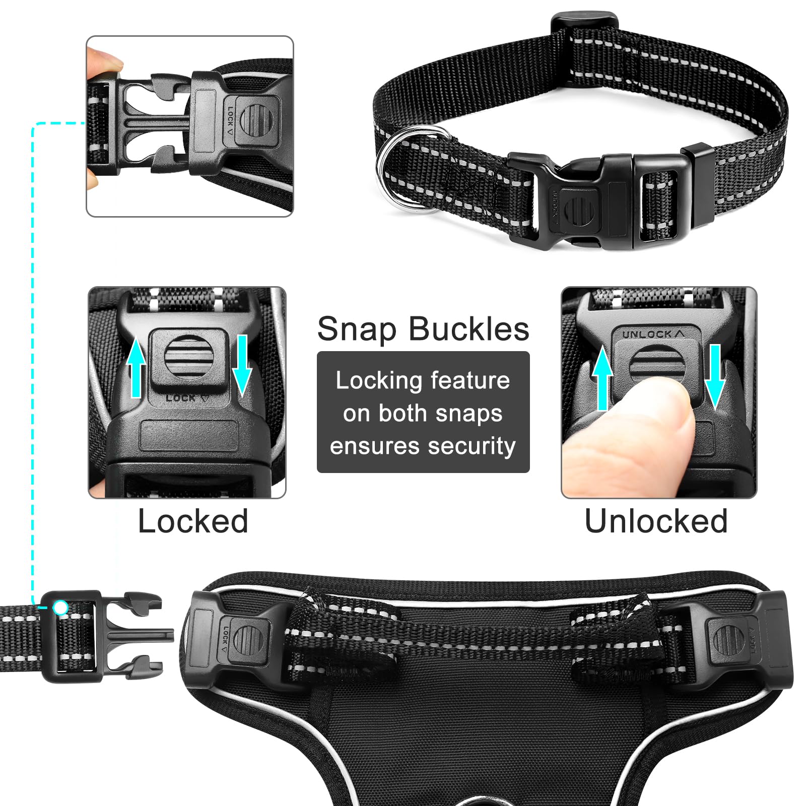 WINSEE dog harness interior detail showing the mesh lining and sponge padding.
