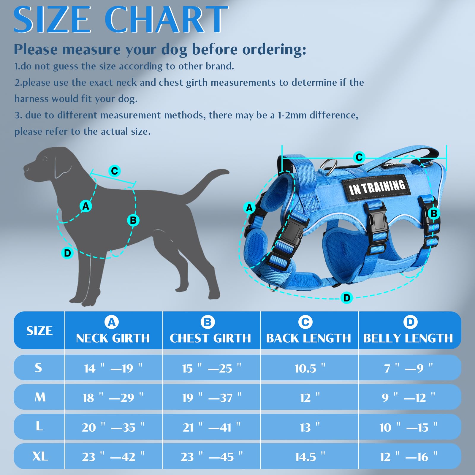 WINSEE dog harness quick-release buckles shown for putting on and removing the harness.