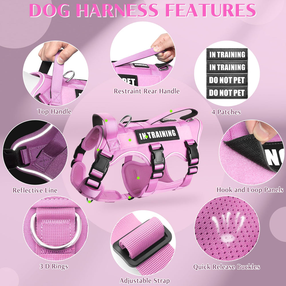 WINSEE dog harness close-up showing reflective strips for low-light visibility.