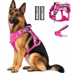 WINSEE tactical dog harness set shown from the front with its leash and patches.