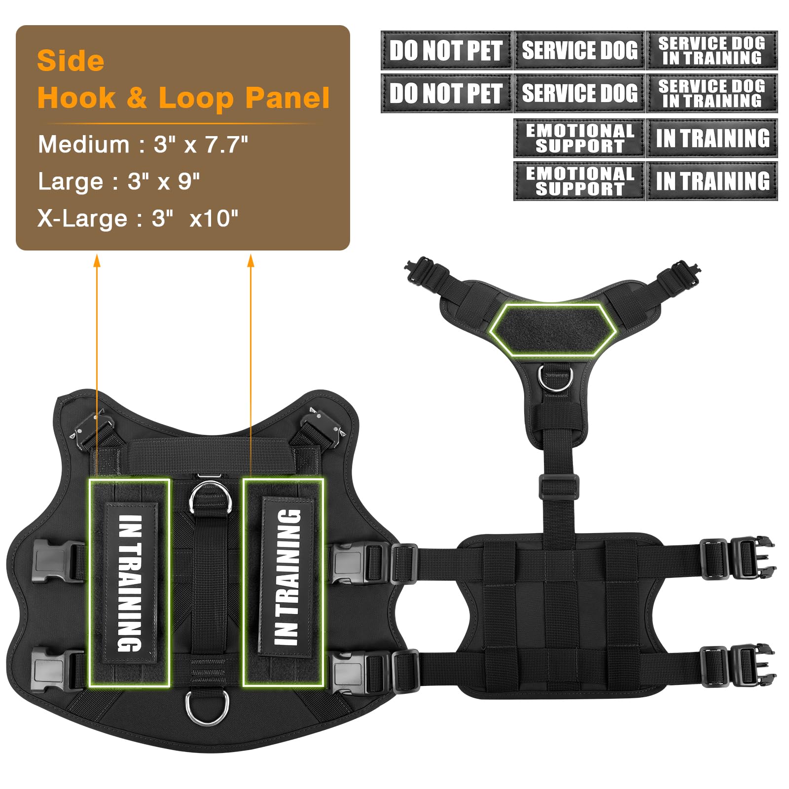 WINSEE dog vest harness showing its stainless steel leash rings.