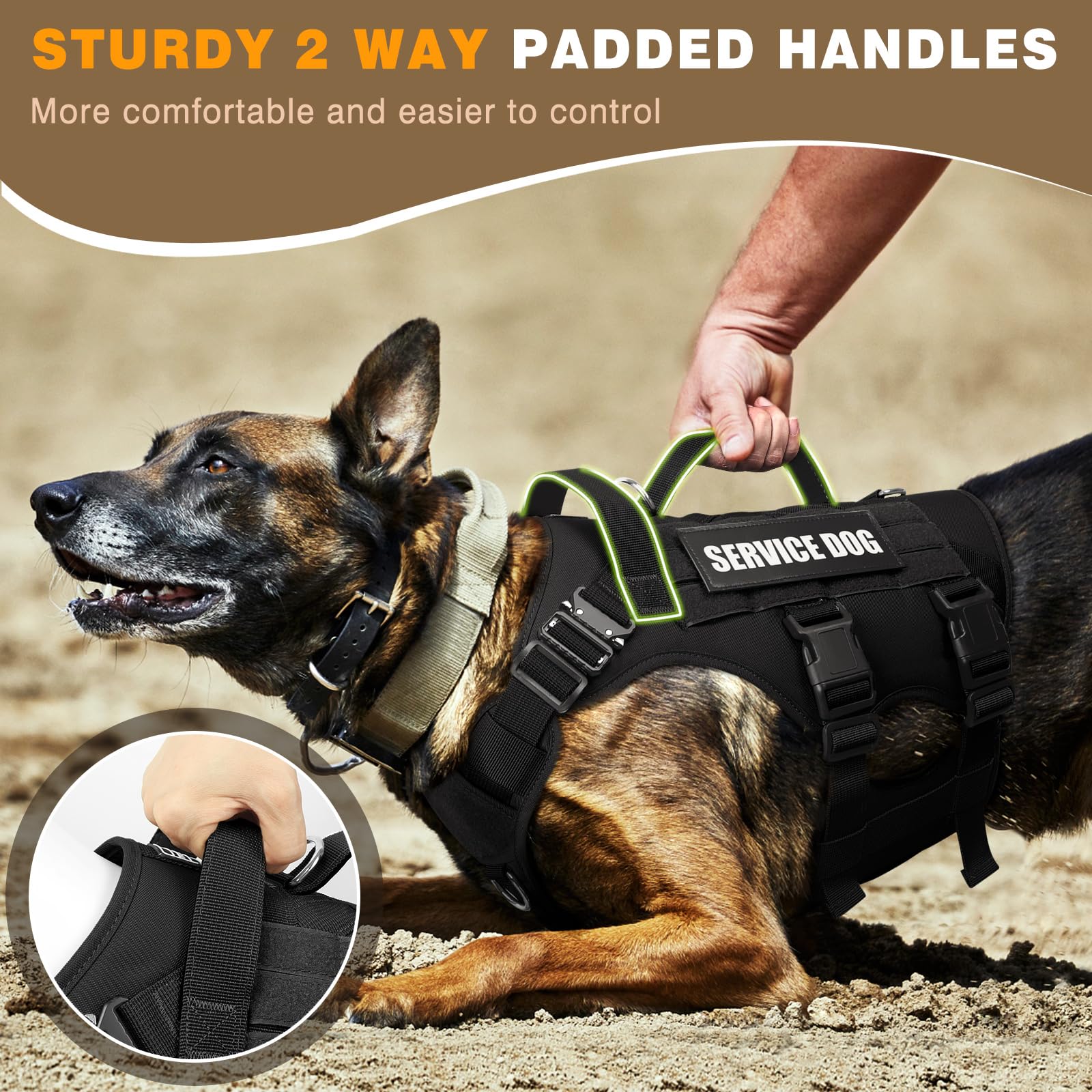 WINSEE Service Dog Vest Harness detail showing breathable air mesh and reinforced stitching.