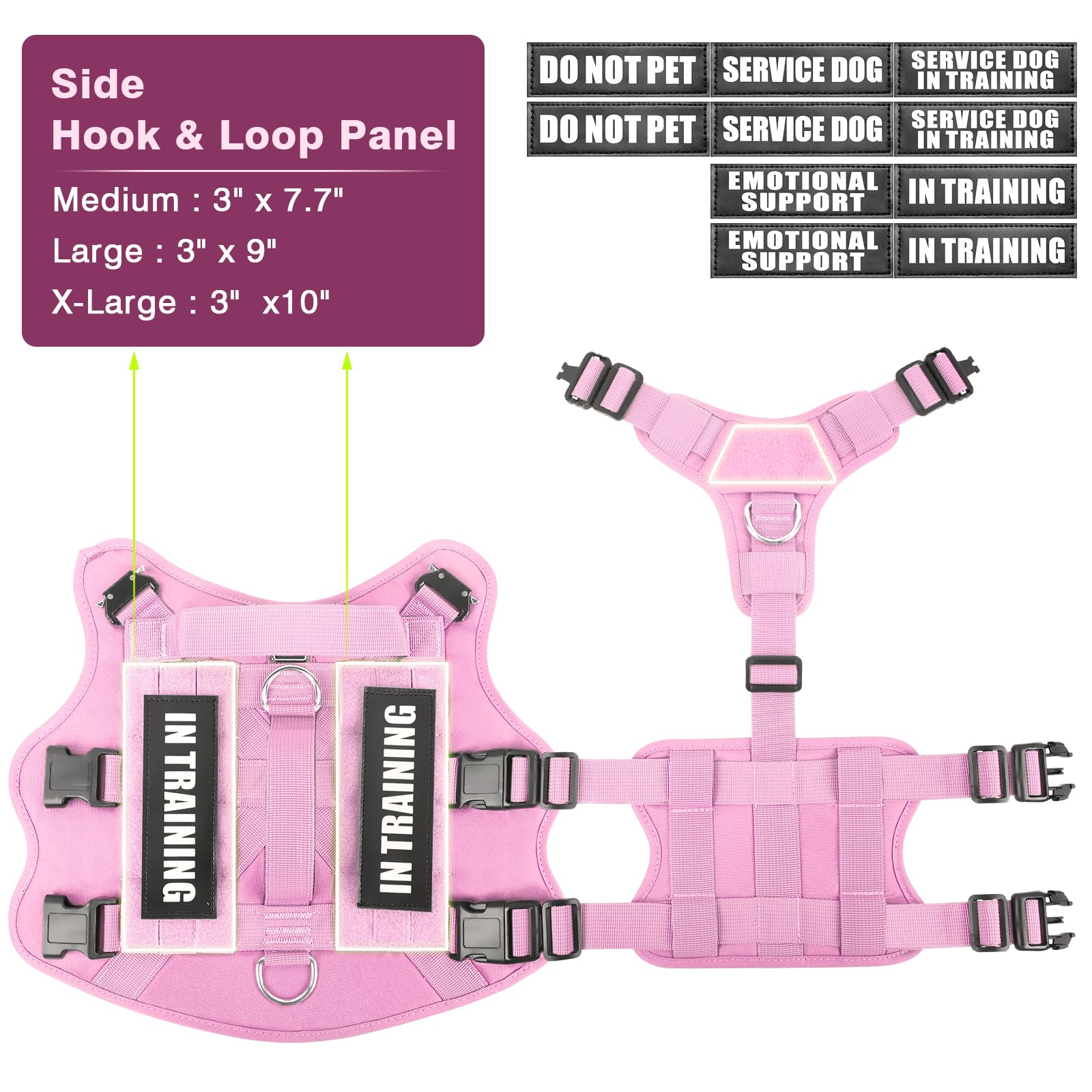 WINSEE service dog vest harness with its double padded handles visible.