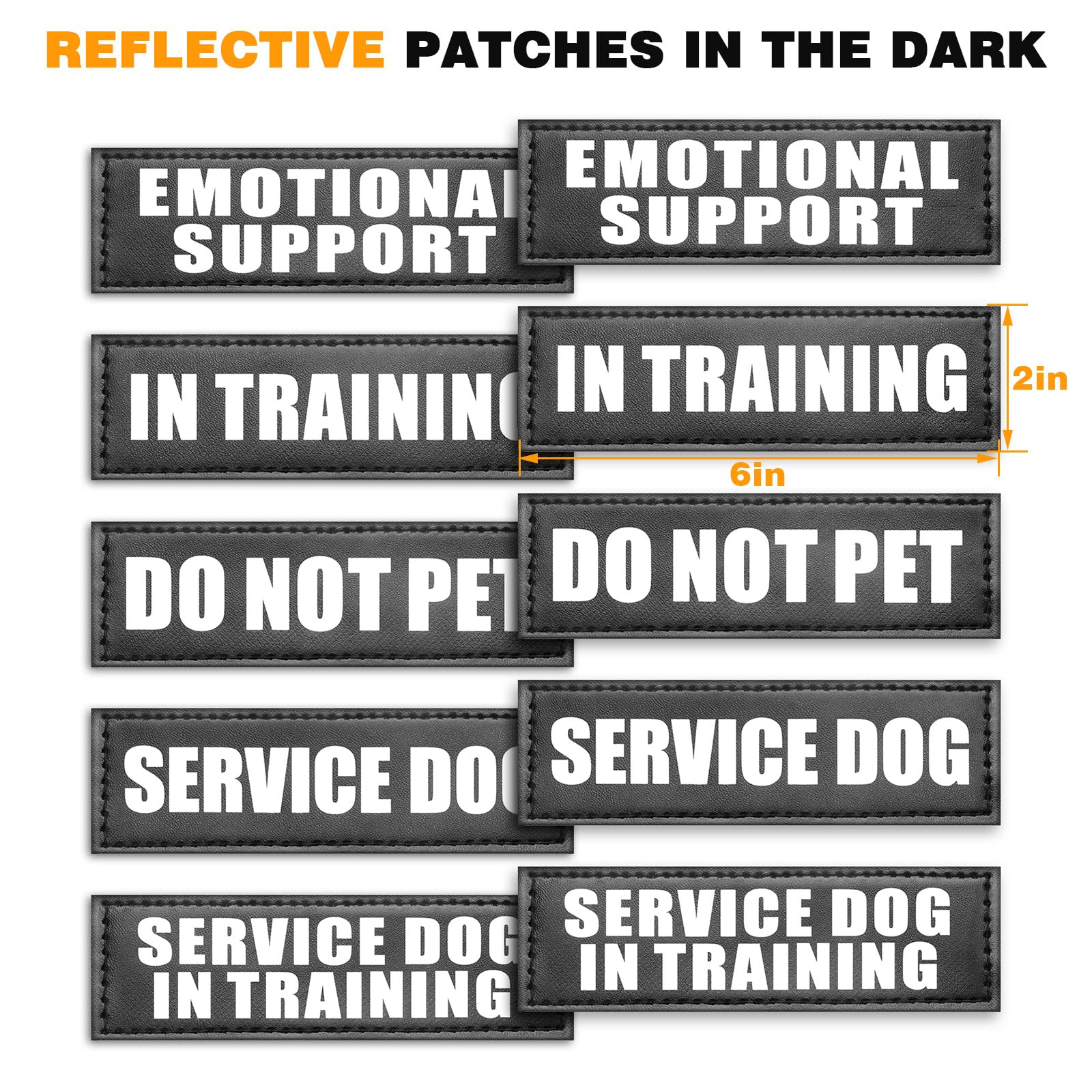 WINSEE Service Dog Vest Harness pictured with the included set of 10 dog patches.