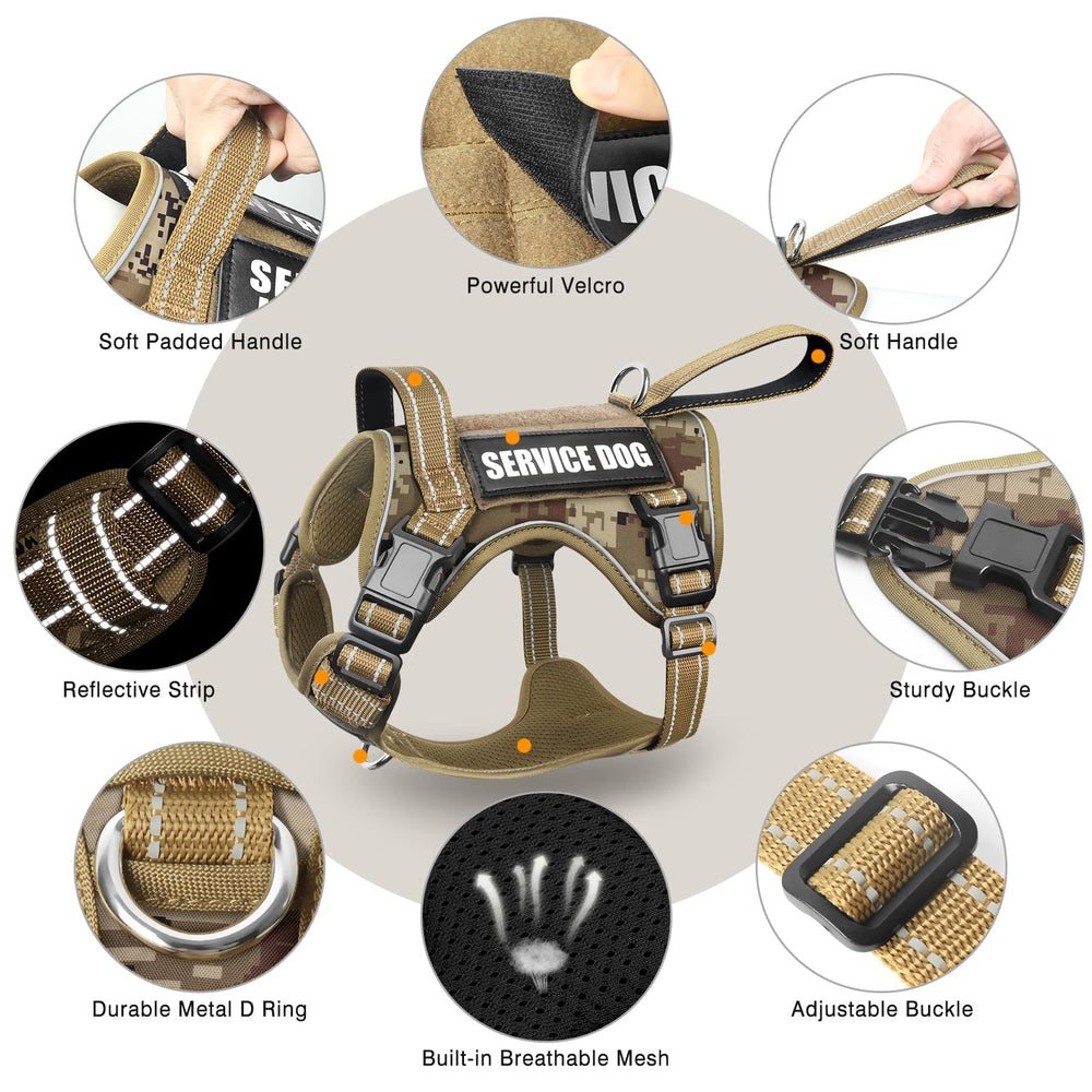 WINSEE Tactical Dog Harness back leash attachment and metal buckle.