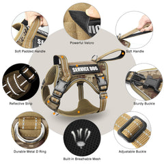 WINSEE Tactical Dog Harness back leash attachment and metal buckle.