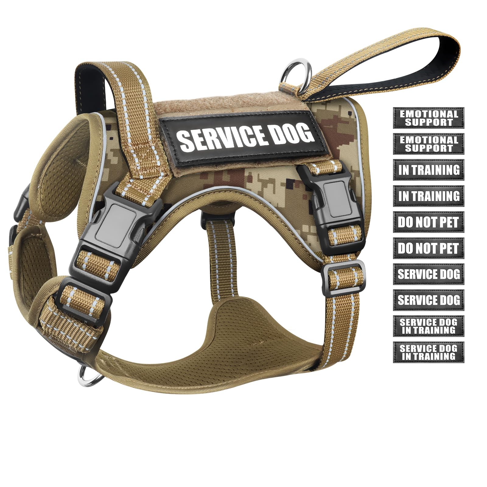 WINSEE Tactical Dog Harness shown from the front as a vest-style walking harness.