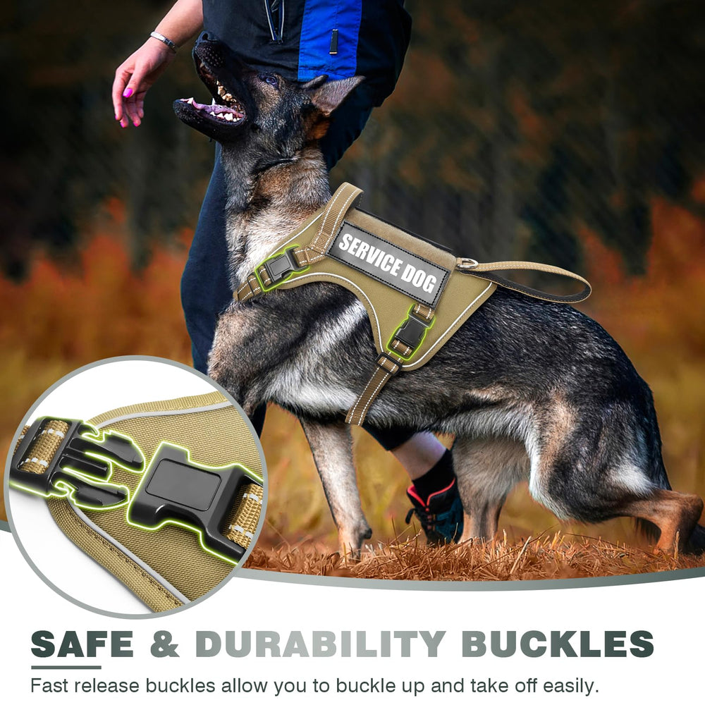 WINSEE tactical dog harness side view showing its MOLLE panels.