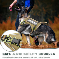 WINSEE tactical dog harness side view showing its MOLLE panels.